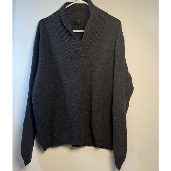 Jos. A. Bank Men’s 80% Wool Sweater Grey Long Size Large Vneck Sleeve Shirt - Picture 1 of 11